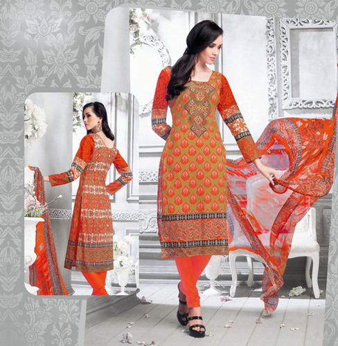 FESTIVAL WEAR ORANGE COLOR FLOWER PRINTED SALWAR SUIT