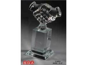 Crystal Glass Hand Trophy - 6-8 Inch, Clear Rectangular Base | Elegant Design, Award Recognition, Handcrafted Detail