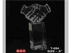 Crystal Hand Trophy - Crystal Glass, 6 Inches, Clear | Handshake Design, Elegant Design, Handcrafted Detail