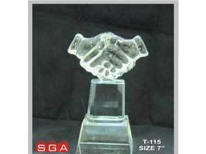 Hand Trophy - Crystal, 7 Inches, Clear | Award Recognition, Teamwork Symbol, Polished Finish