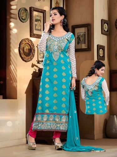 Amazing New Blue Color Long Straight Salwar Suit