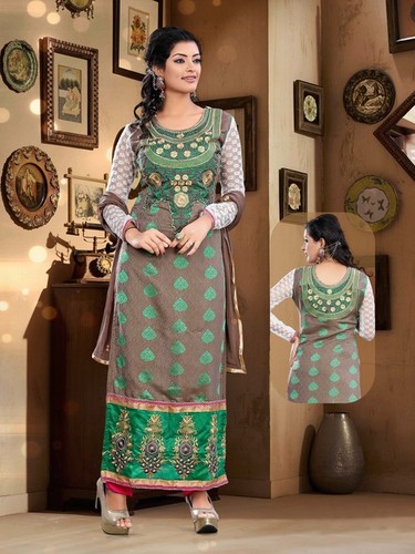 Beautiful New Grey Color Long Straight Salwar Suit