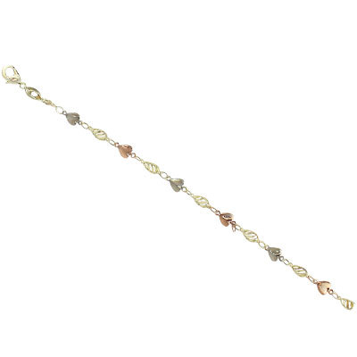 HEART TRI COLOR GOLD PLATED BRACELETS