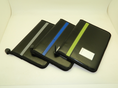 PU Leather A4 Size Black Zipper Folder - Multiple Pockets, Document Storage, Portable Design