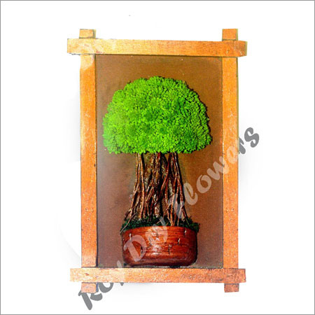 Artificial Bonsai (Wall Hanging) - Wood, 12x16 Inches, Green | Easy Installation, Low Maintenance, Realistic Look
