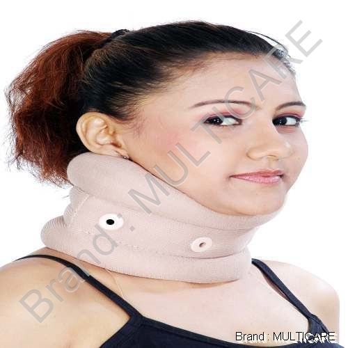 Soft Collar With Eye - Foam Fabric, Variable Sizes, Beige | Rigid Neck Immobilization, Adjustable Height, Well-Padded, Easy Application