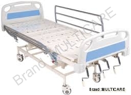 ICU Bed Mechanical - Steel & ABS, 2090x910x460-700mm | Stainless Steel Side Rails, Height Adjustable, Trendelenburg, Smooth Crank System