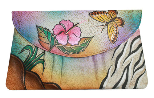Hand Painted Leather Clutch Bag