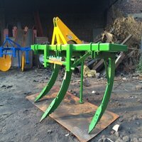 Subsoiler - Metal Steel 3 Tine Mounted Tool | Green And Yellow, Heavy-duty Soil Penetration, Curved Triangular Blades For Deep Tilling