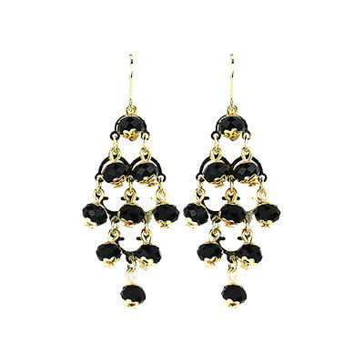 BLACK STONES GOLD PLATED EARRINGS