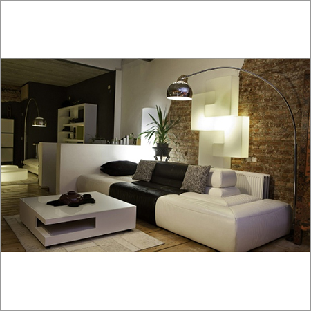 Living Room - Leather & Wood, 7ft x 3ft x 2ft, Black & White | Elegant Design, Comfortable Seating, Spacious Design, Seating for 5