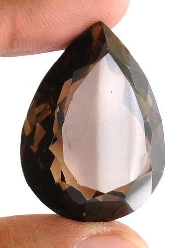 82.5 सीटी नाशपाती के आकार का प्राकृतिक धुएँ के रंग का क्वार्ट्ज रत्न