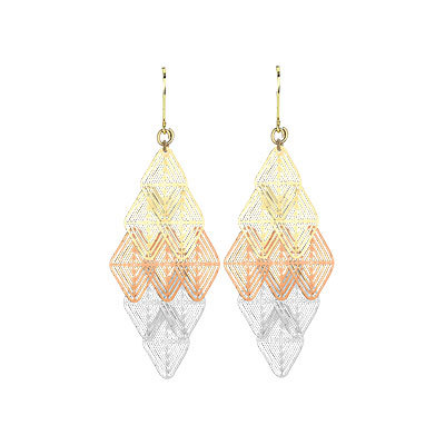 DIAMOND DROP TRI COLOR EARRINGS