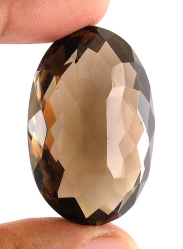 87.02 Ct Oval Checker Cut Smoky Quartz Gemstone