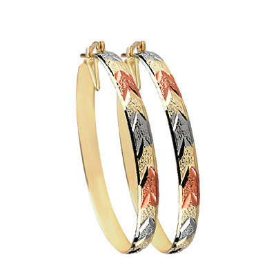 6MM TRI COLOR HOOP EARRINGS
