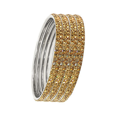 TWO LAYER STONE SILVER BANGLES GOLD