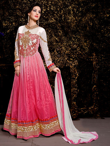 Enticing Multicolor Net Embroidery Designer salwar suit