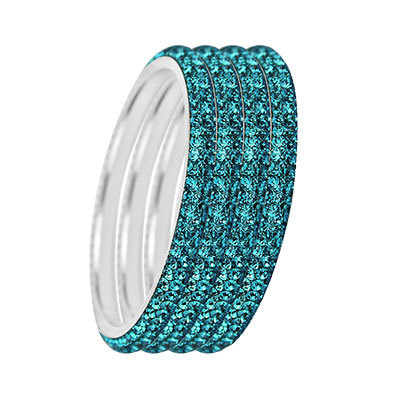 THREE LAYER CRYSTAL BANGLE TEAL