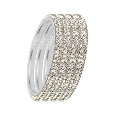 THREE LAYER CRYSTAL BANGLE SILVER