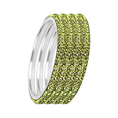 THREE LAYER CRYSTAL BANGLE OLIVE GREEN