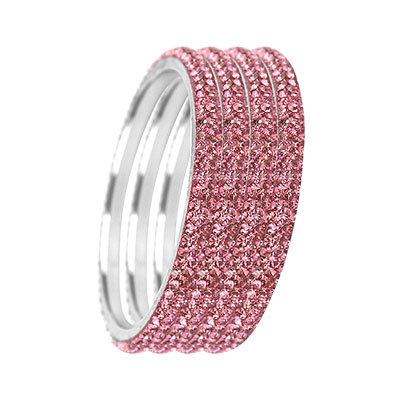 THREE LAYER CRYSTAL BANGLE LIGHT PINK