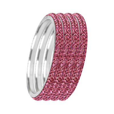 THREE LAYER CRYSTAL BANGLE HOT PINK