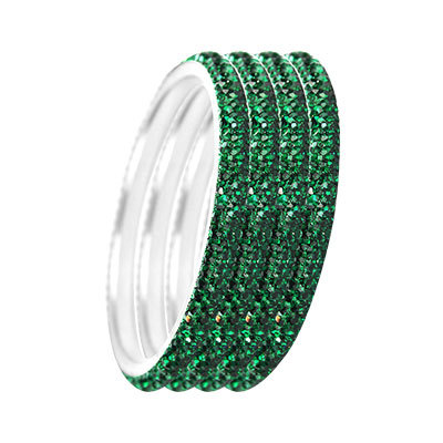 THREE LAYER CRYSTAL BANGLE EMERALD GREEN