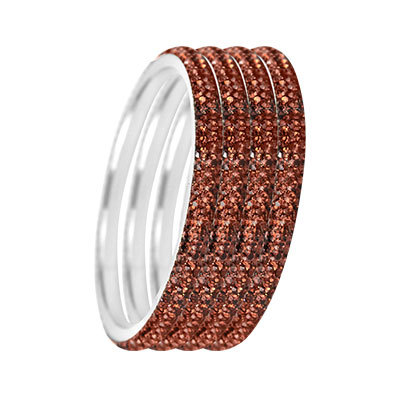 THREE LAYER CRYSTAL BANGLE BROWN