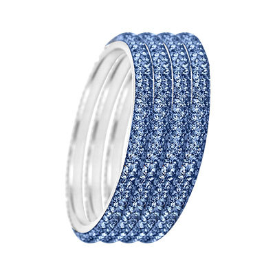 THREE LAYER CRYSTAL BANGLE BLUE