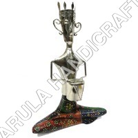 Seated Musician Figure In Wood And Metal