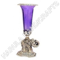 Elephant Glimmer White Metal Candle Holder