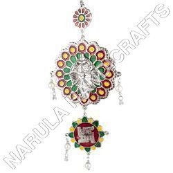 Auspicious Hanger with Ganesha Face and Swastik - Metal, Beads, 12x4 Inches, Multicolor | Handcrafted, Hand-Painted, Intricate Design, Durable, Home Decor