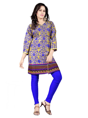Blue Printed cambric cotton kurti