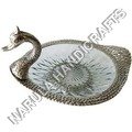 Sophisticated Swan White Metal Bowl - Metal, Glass, Silver Finish | Elegant Design, Durable Material, Unique Shape, Versatile Use