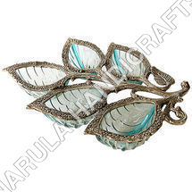 Leafy Look White Metal Bowls