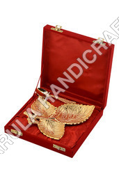 Dry Fruit Tray, Gold Plated Brass 3 Leaves Tray