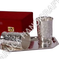 Designer Glass Set of Two in German Silver
