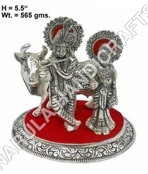White Metal Radha Krishna Statue
