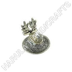 Hand Shaped Diya In White Metal