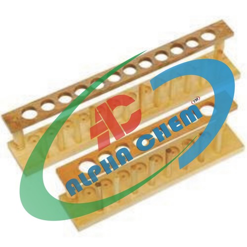 Test Tube Stand Wooden - Durable Wood, Brown, Six 24mm Holes, Six Drying Pegs | Stable Base, Secure Grip, Efficient Drying