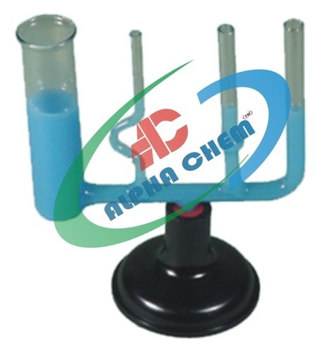 Water Level Apparatus - Glass Tubes On Bakelite Stand, Blue Color, 200mm Height, Four Shapes | Level Demonstration, Educational Tool, Durable