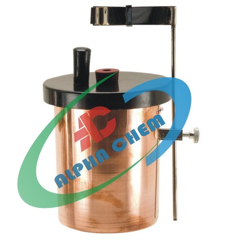 Copper Calorimeter - Copper Nickel Plated, 60x90mm Outer, 50x70mm Inner, Built-In Stirrer, Heat Transfer, Liquid Cooling