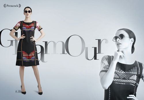 Black Color with Multi Print Georgette Kurti