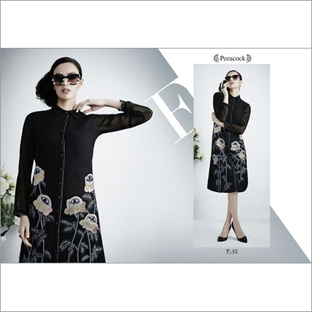 Multi Print Black Georgette Kurti