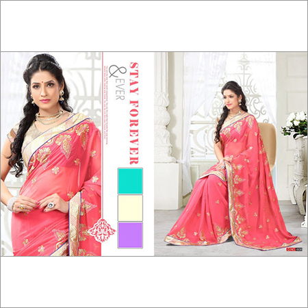 Docile Pink Georgette Sarees