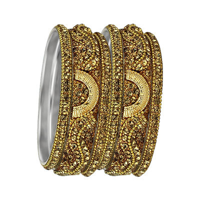 3D CRYSTAL BANGLES SET GOLD