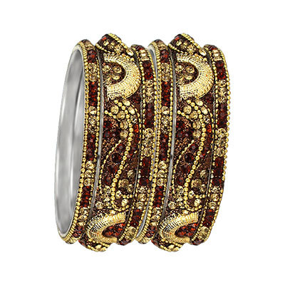 3D CRYSTAL BANGLES SET GOLD BROWN