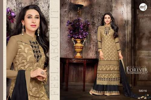 Bollywood Salwar Kameez - Soft Fabric, Beige, Multiple Sizes | Embroidered, Elegant Design, 12 Designs Set, Ready-to-Wear