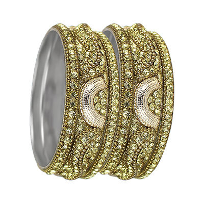 3D CRYSTAL BANGLES SET GOLD YELLOW