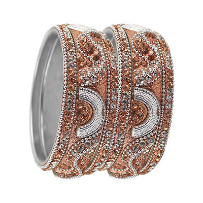 3D CRYSTAL BANGLES SET ROSE SILVER